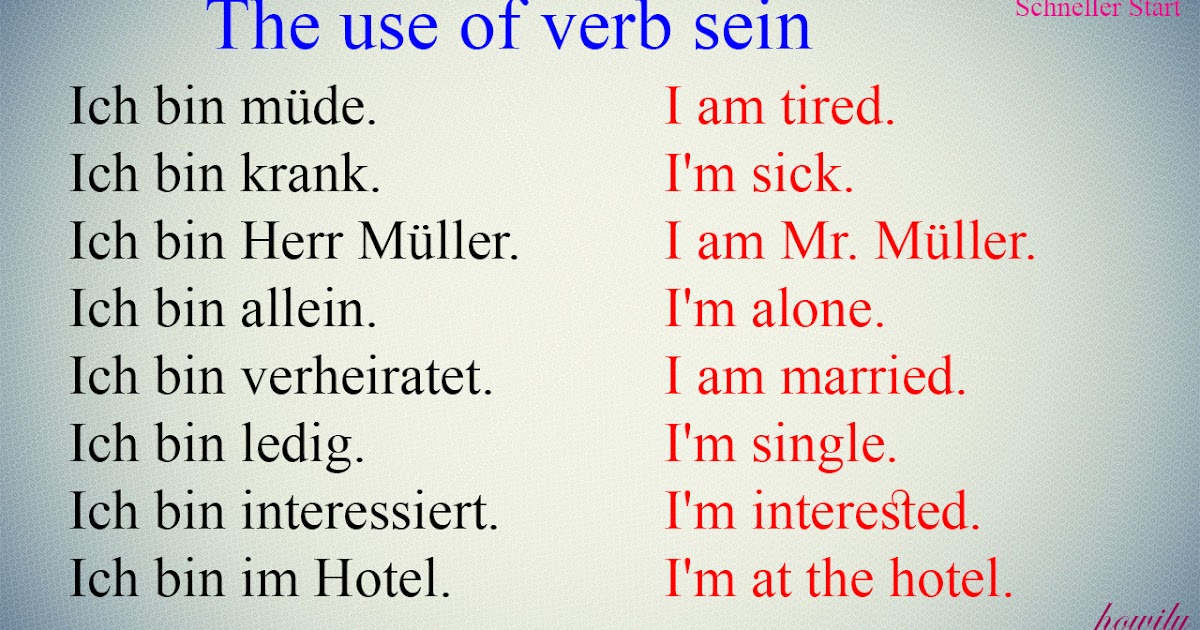 The use of verb sein