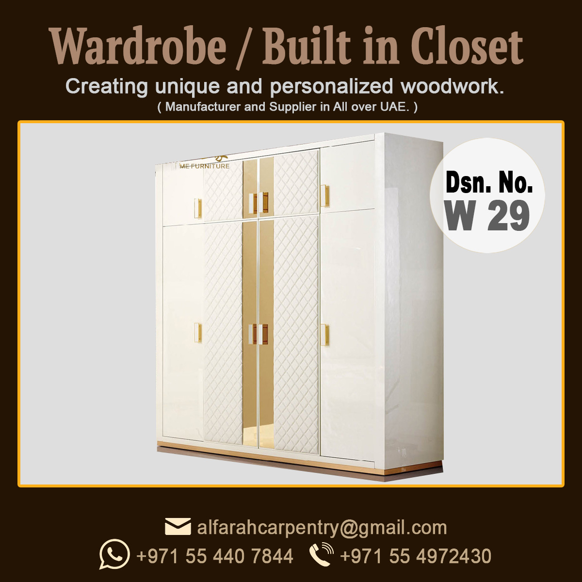 Affordable Prices Wooden Wardrobes / Builtin Closet in Dubai And Abu Dhabi