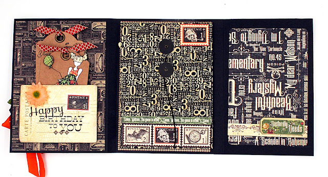 Handmade Tri-fold Birthday Card Folio with Graphic 45 Master Dectective