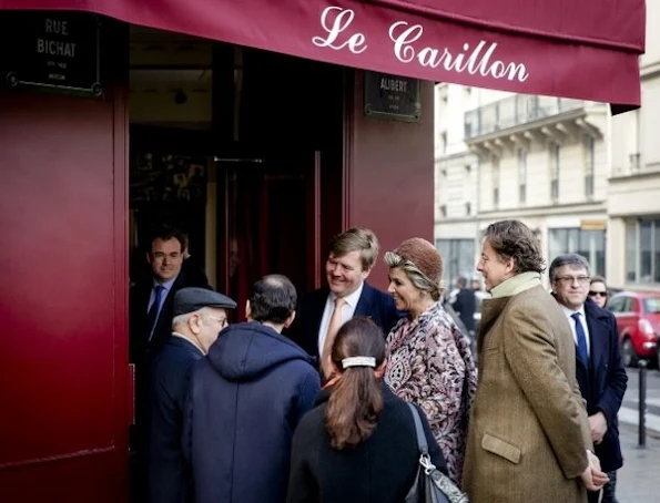 King Willem-Alexander and Queen Maxima of The Netherlands visited the Le Carillon cafe in Paris, France