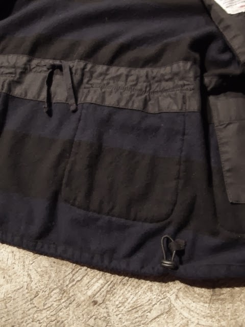 fwk by engineered garments lafayette jacket in black/blue wide stripe
