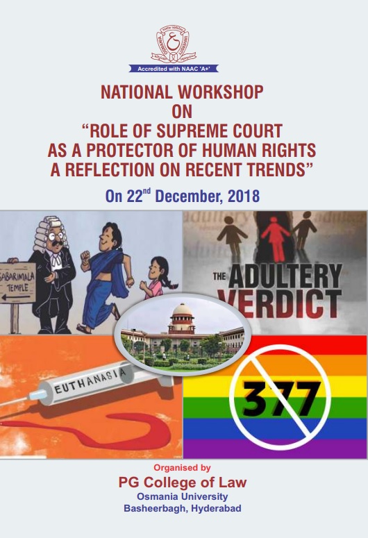 National Workshop on “Role Of Supreme Court as a Protector of Human Rights a Reflection on Recent Trends” On 22 December, 2018