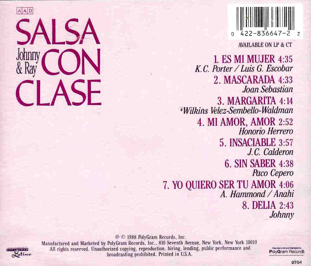 SALSA VIDA 1988 JOHNNY RAY SALSA CON CLASE