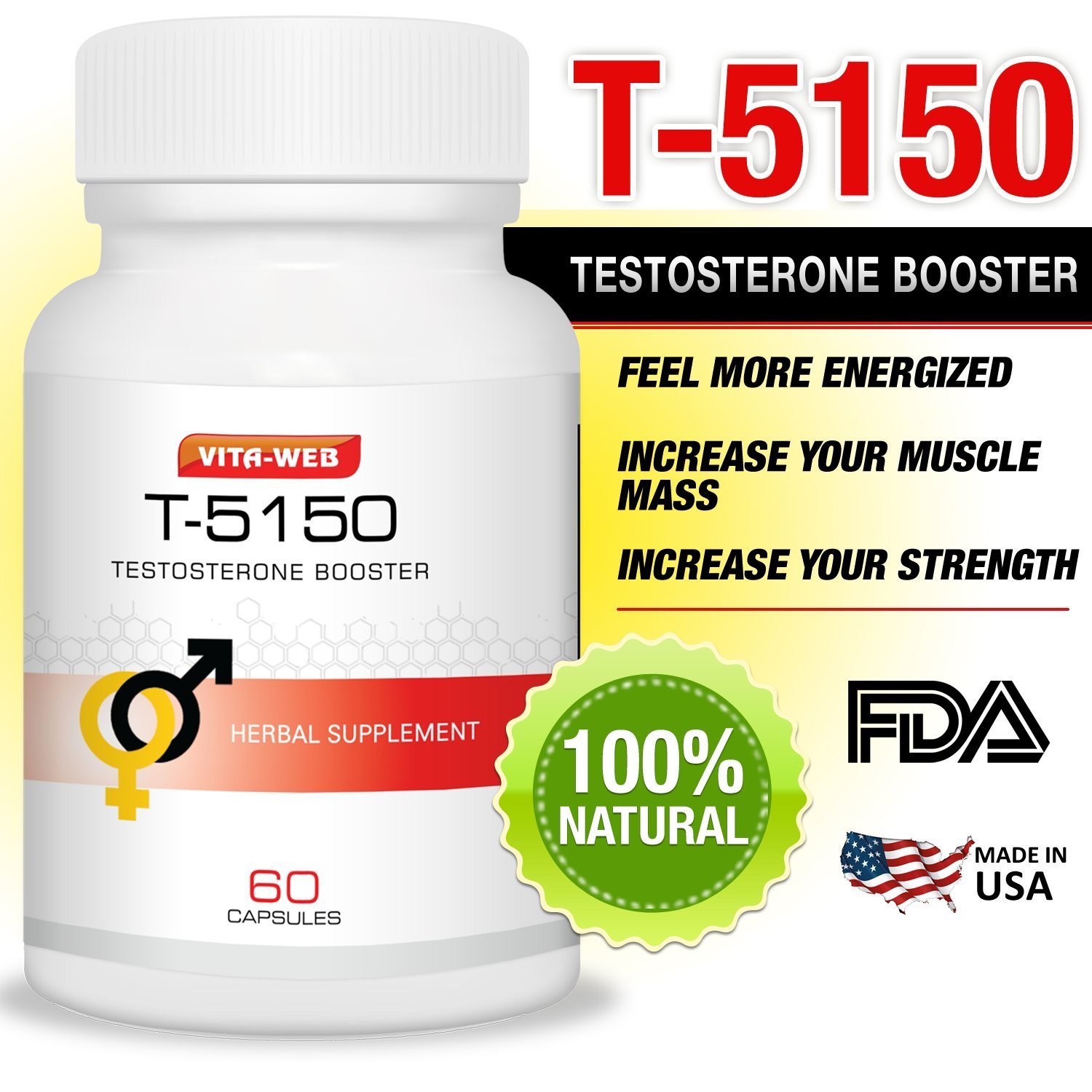 60ct T5150 Testosterone Booster Supplements 1 + Free Shipping With