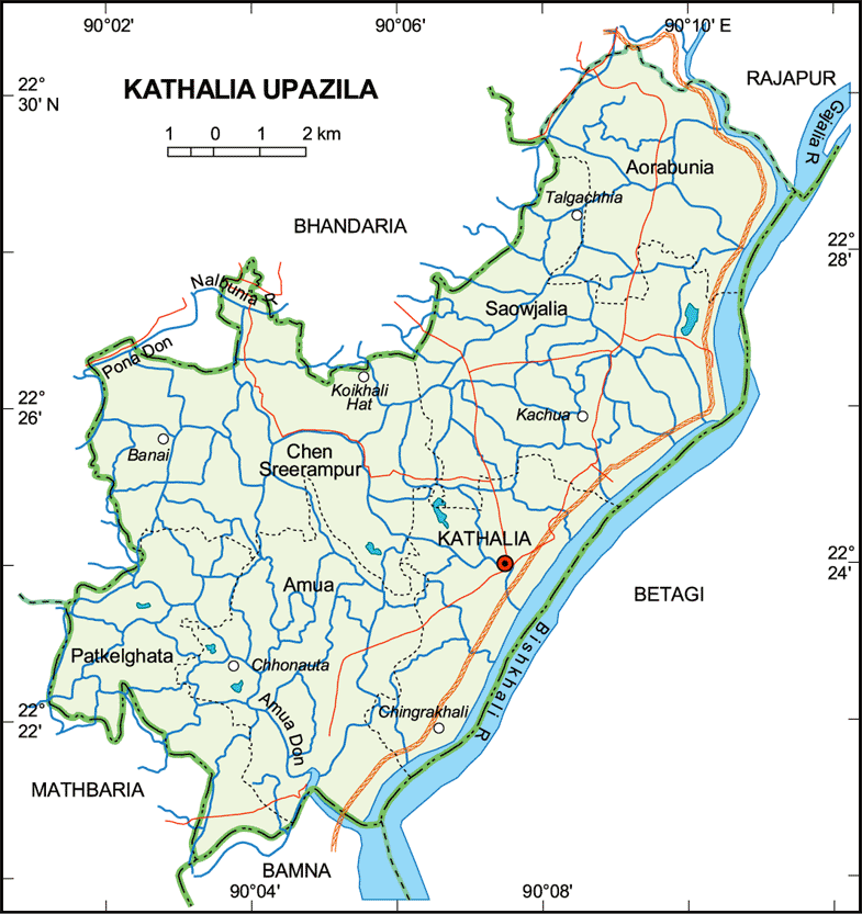 Kanthalia Upazila Map Jhalokathi District Bangladesh