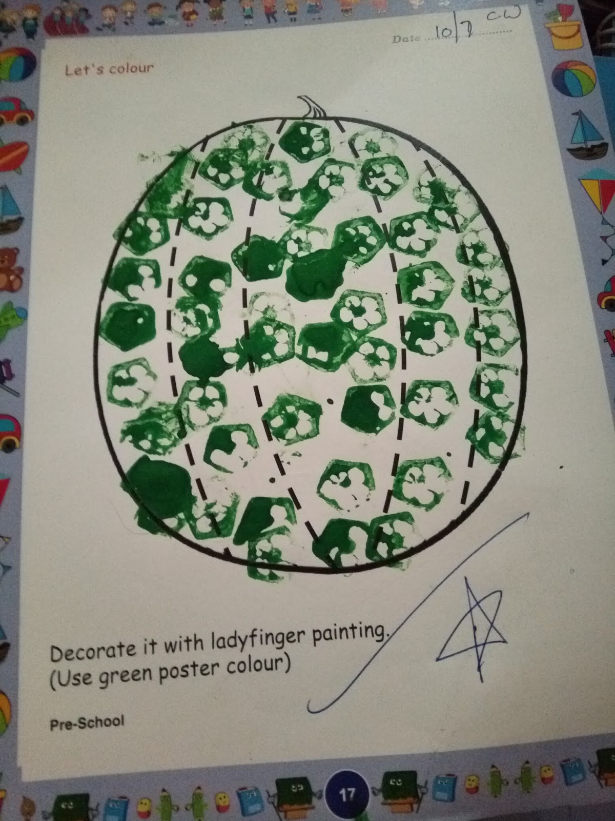 Khms Pre School Stellar Lady Finger Printing In Watermelon