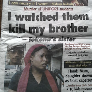 I watched them kill my brother - Tekena's sister Ibisobia Elkanah