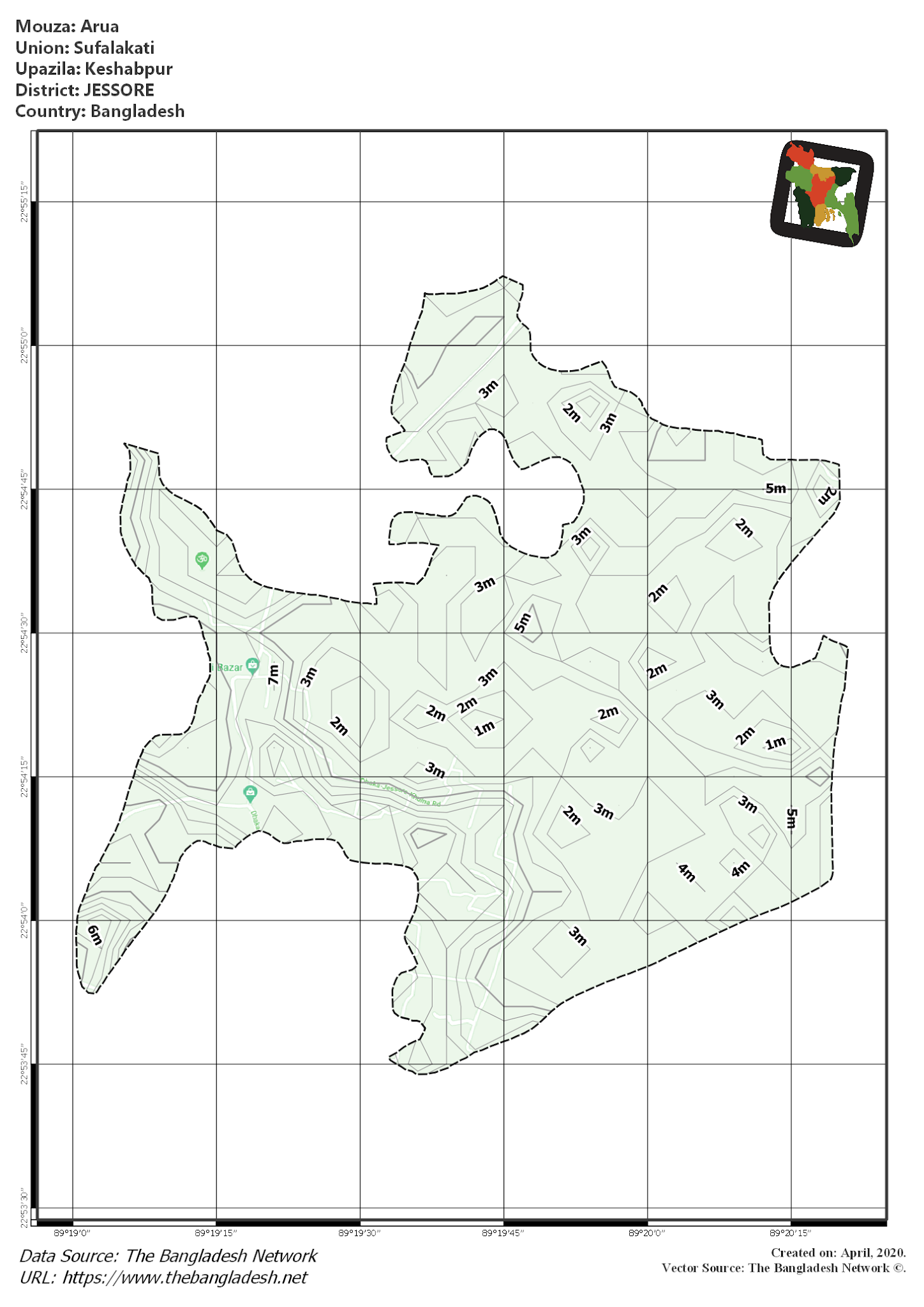 Map of Arua Mouza of Keshabpur Upazila, JESSORE Map of Arua Mouza of Keshabpur Upazila, JESSORE, Bangladesh.