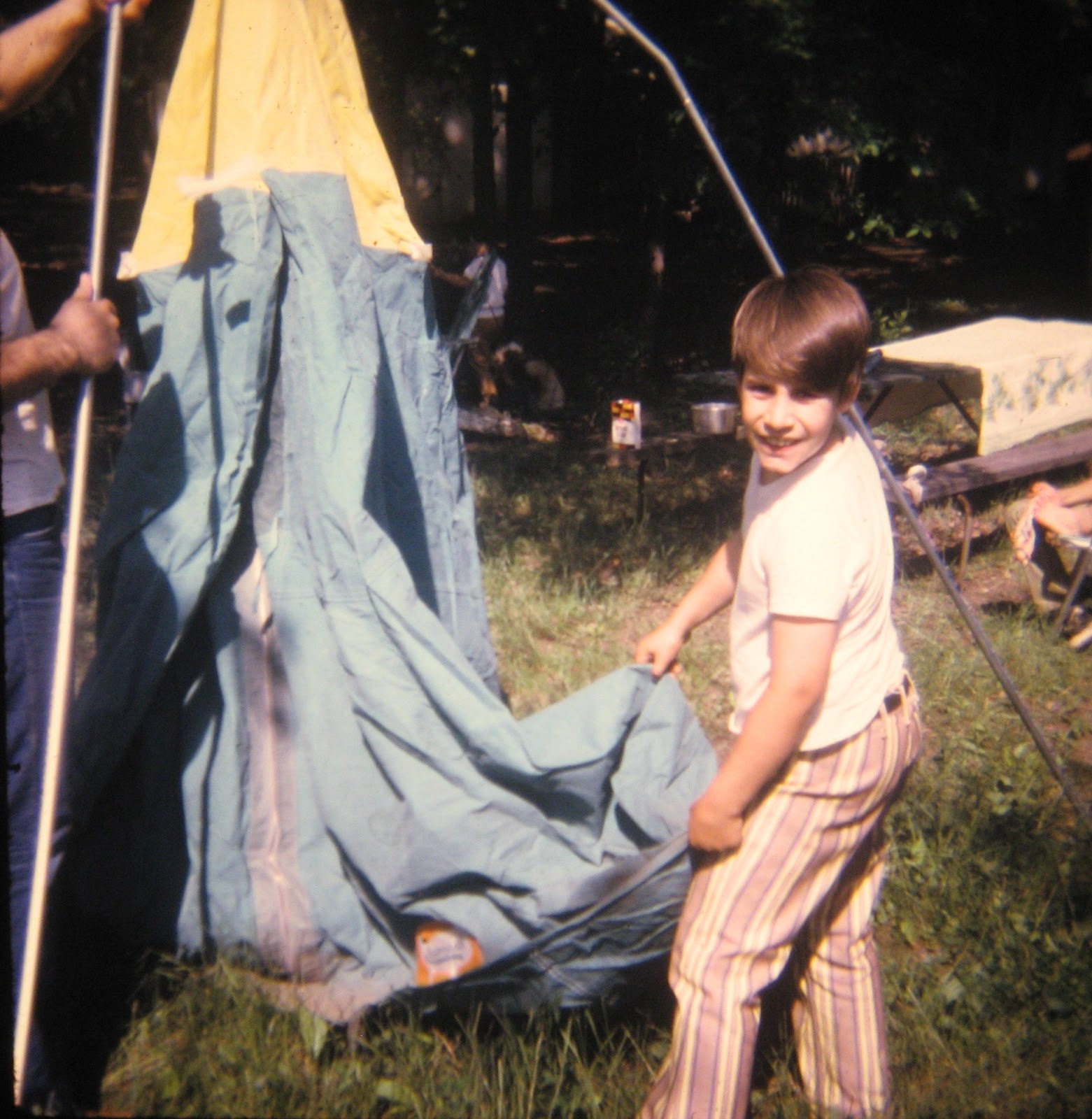 Husky Tommy Mondello in his pornstar pants July 1970 camping