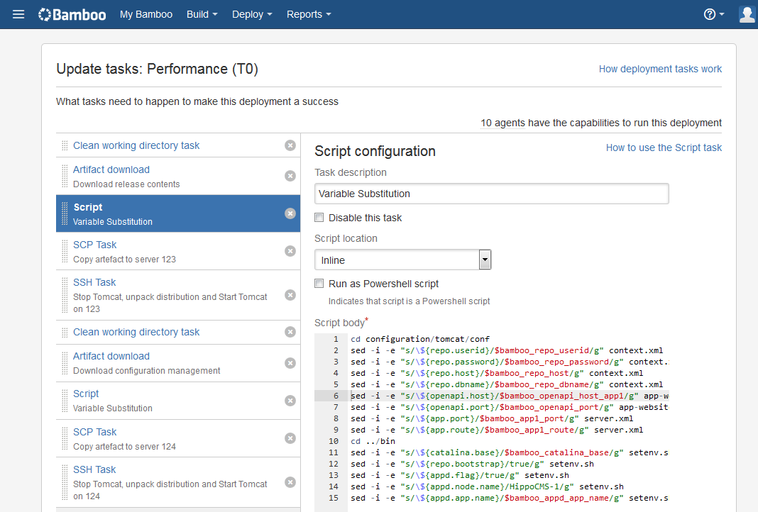 Java Workbench Using Bamboo for Deployments