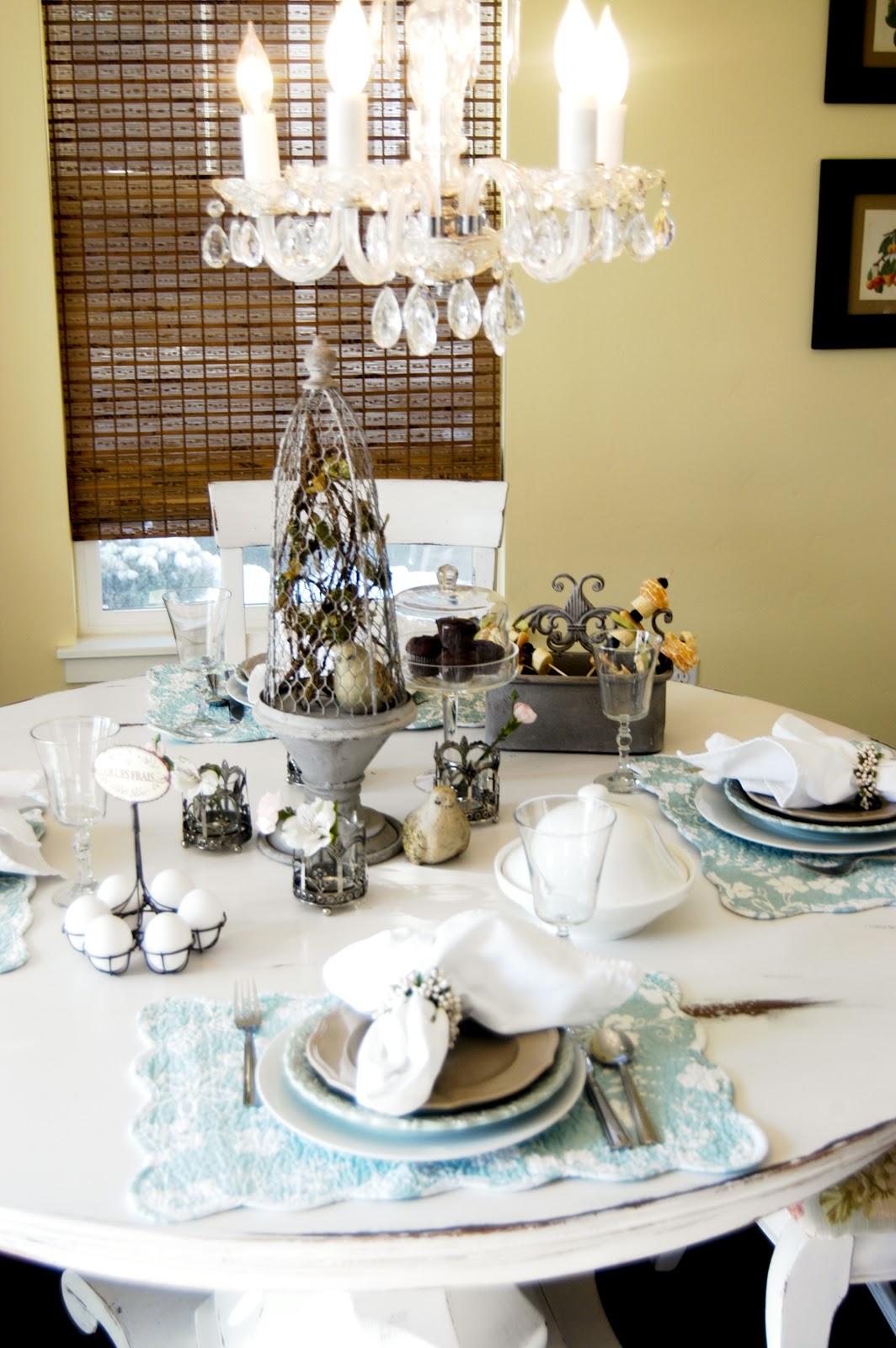 French Tablescape light and airy and white - Karins Kottage