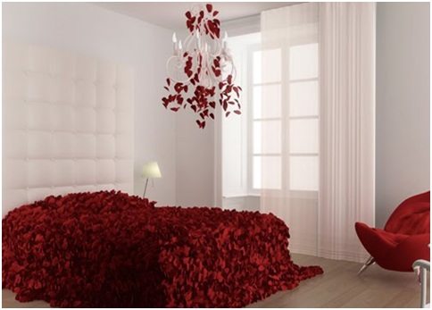 BEDROOM WITH ROSE PETALS - BEDROOM DECORATING IDEAS