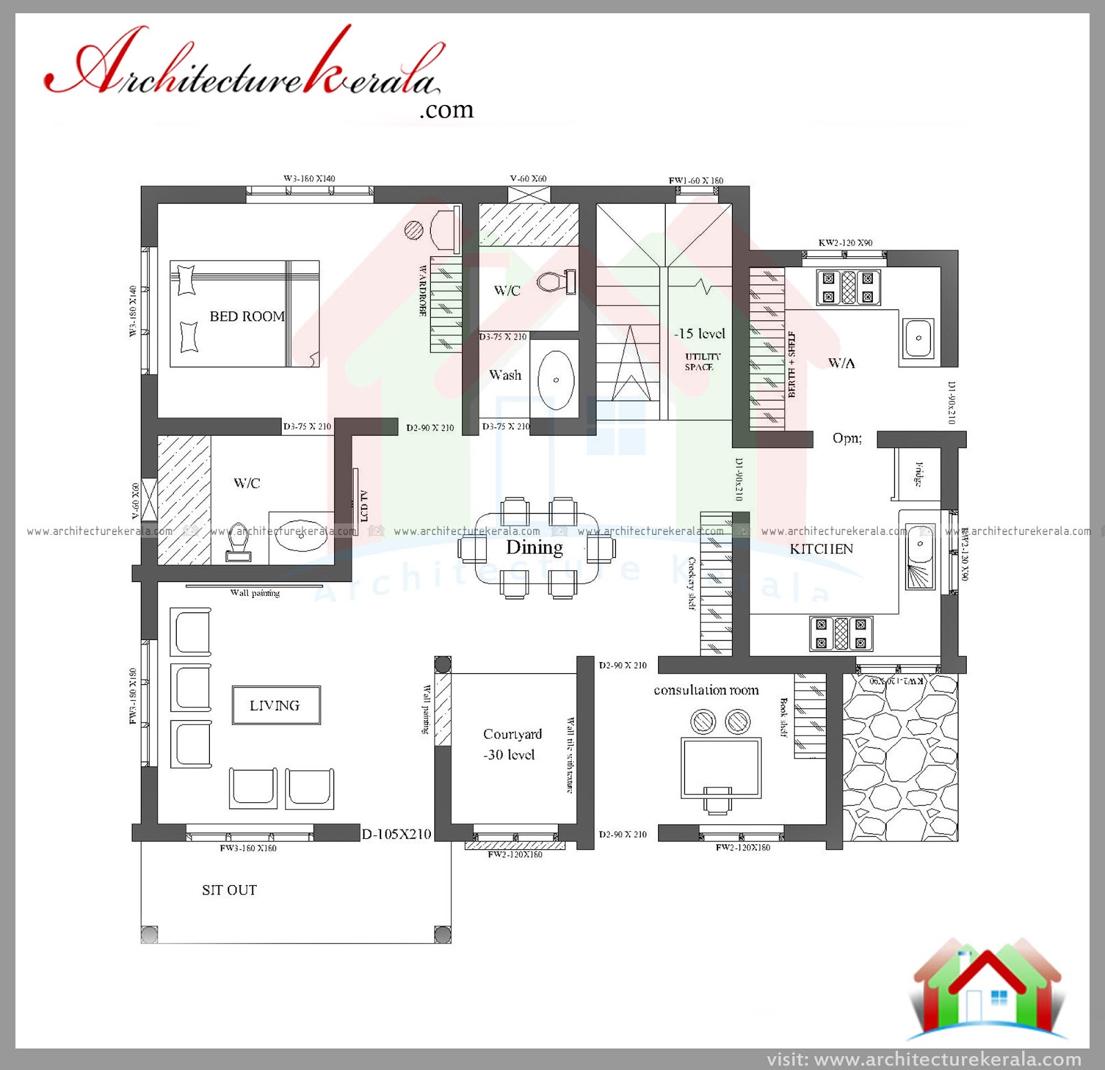 2 Floor Kerala Home Design With Consultation Room Office Room Free Kerala Home Plans