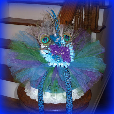 Peacock Diaper Cake Baby Shower Centerpiece Decoration Girl Tutu Gift ...