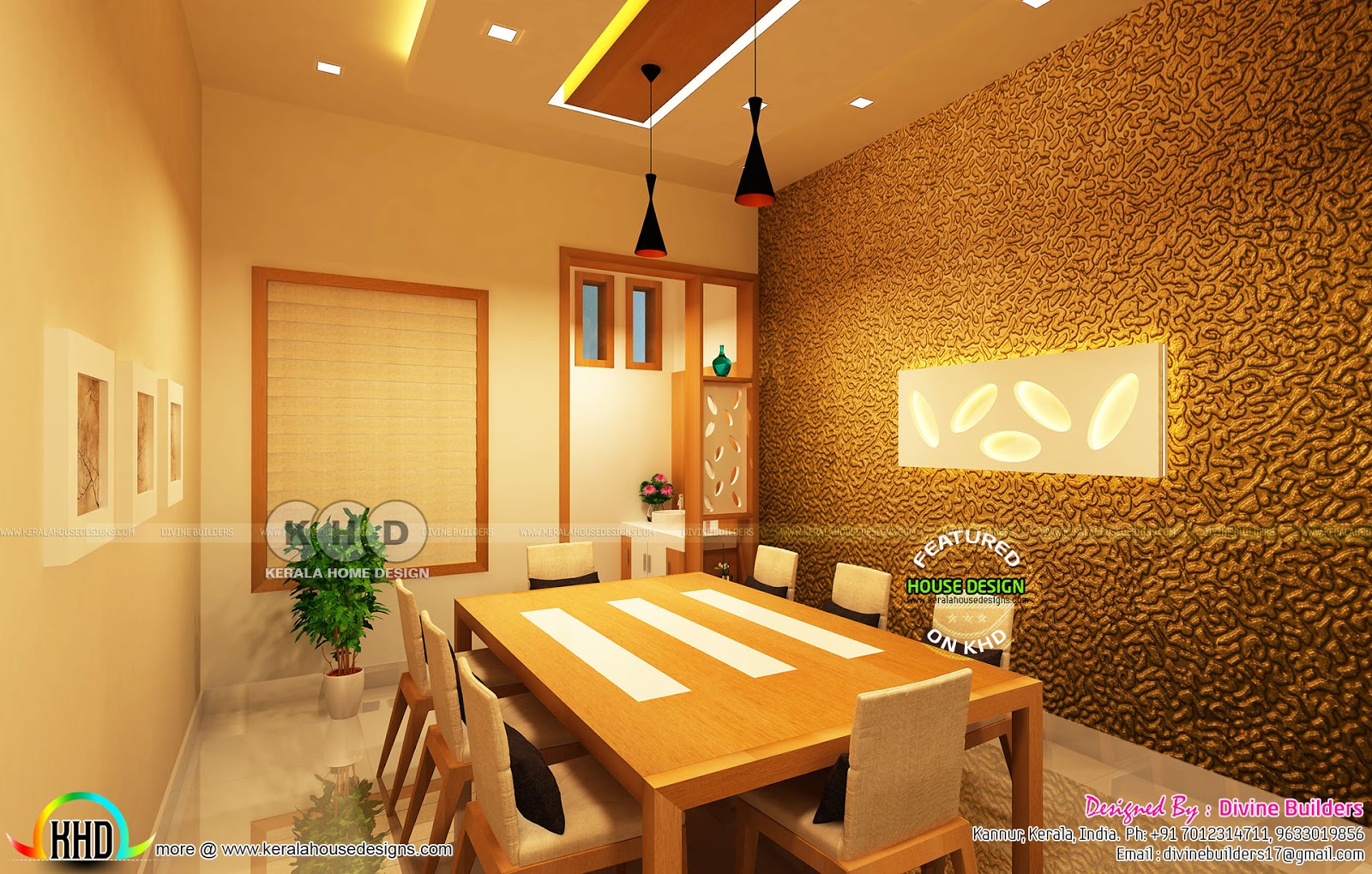 Grand Dining Bedroom And Stair Designs Kerala Home Design