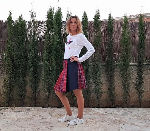 falda plisada hecha a mano