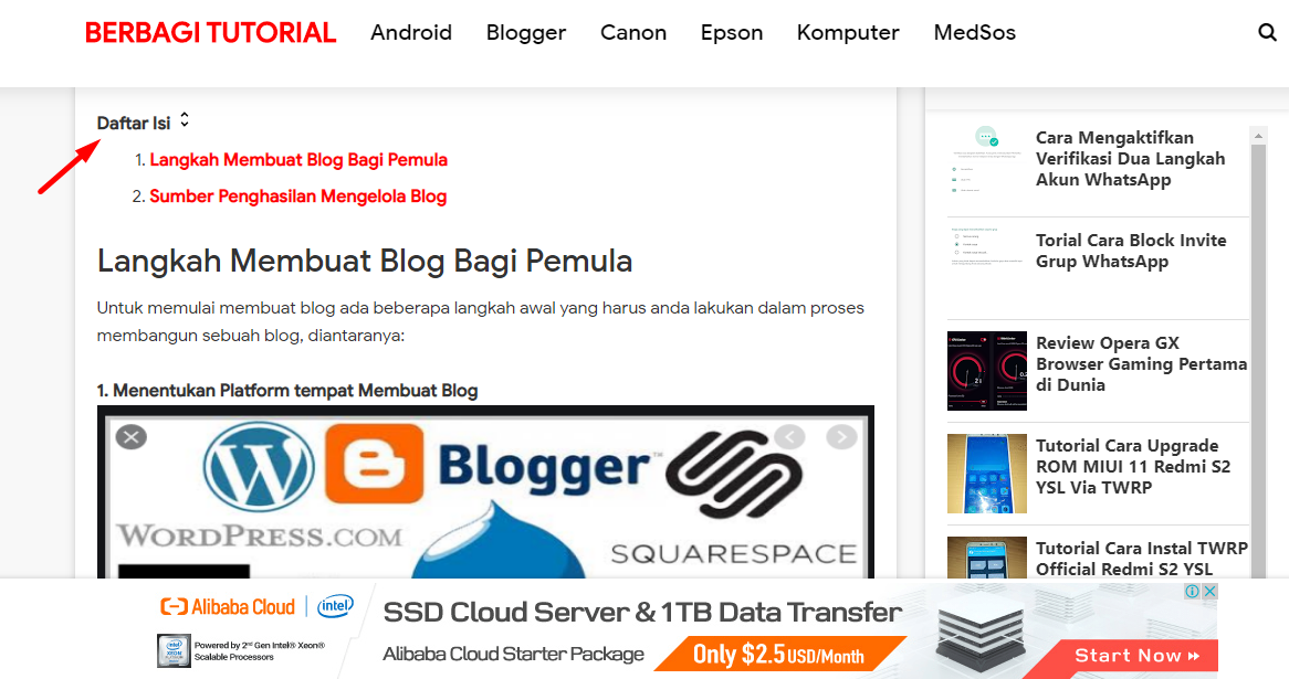 Cara Membuat dan Memasang Daftar Isi di Postingan Blogger AMP