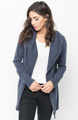 Buy Now navy  Hooded Cardigan Online $10 -@caralase.com