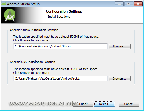 Tutorial Install Android Studio pada Windows - caratutorial.com