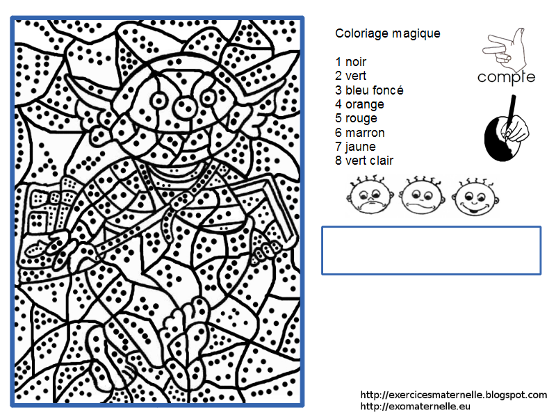 Maternelle: Coloriage magique : le petit ogre