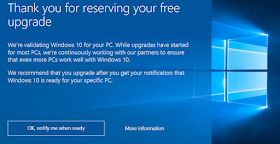 Windows 10 Thank you for reserving your free upgrade
