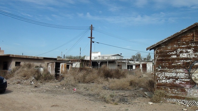 Abandoned buildings in the towns of Niland and Bombay Beach on the Salton Sea in Southern California
