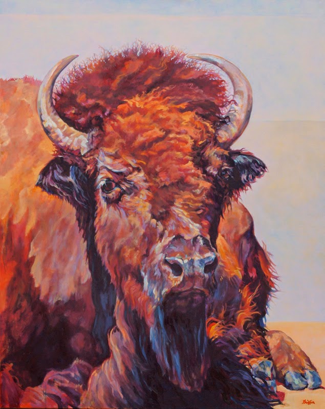 Daily Painters of Pennsylvania Colorful Contemporary Wildlife Bison