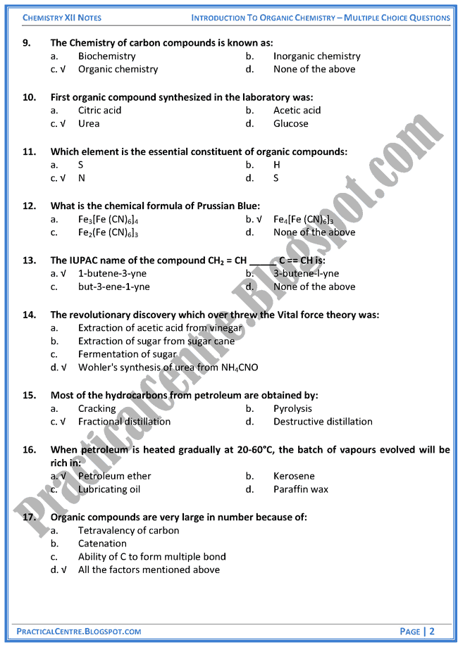 introduction-to-organic-chemistry-mcqs-chemistry-12th