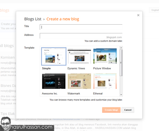 Cara buat blog dengan blogspot