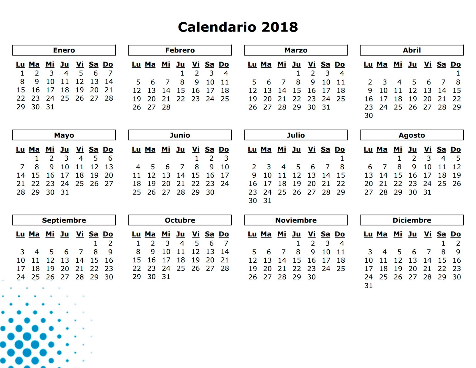 Calendario 2018 para imprimir en tamaño carta: ¡Organiza tu año fácilmente!