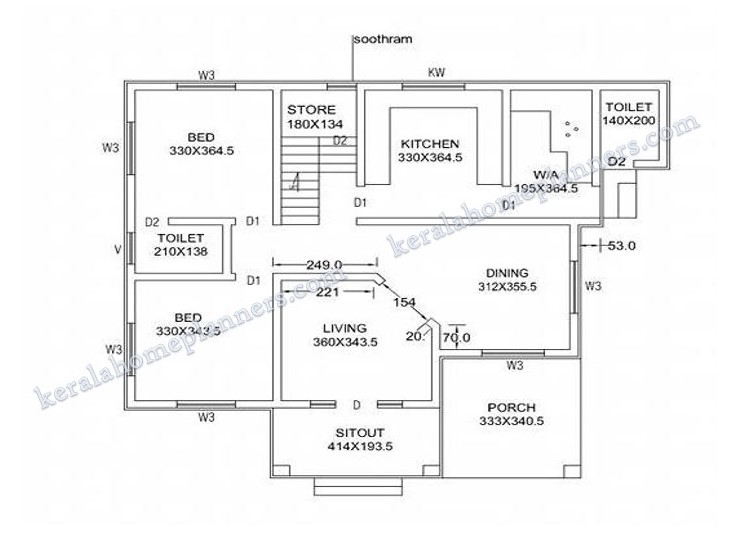 4 Bedroom Stylish Home Design in 1820 Sqft with Free Plan - Kerala Home