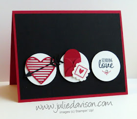 Stampin' Up! Sealed with Love Valentine Card -- Sending Love -- clean and simple layout with Love Notes die cuts #stampinup www.juliedavison.com