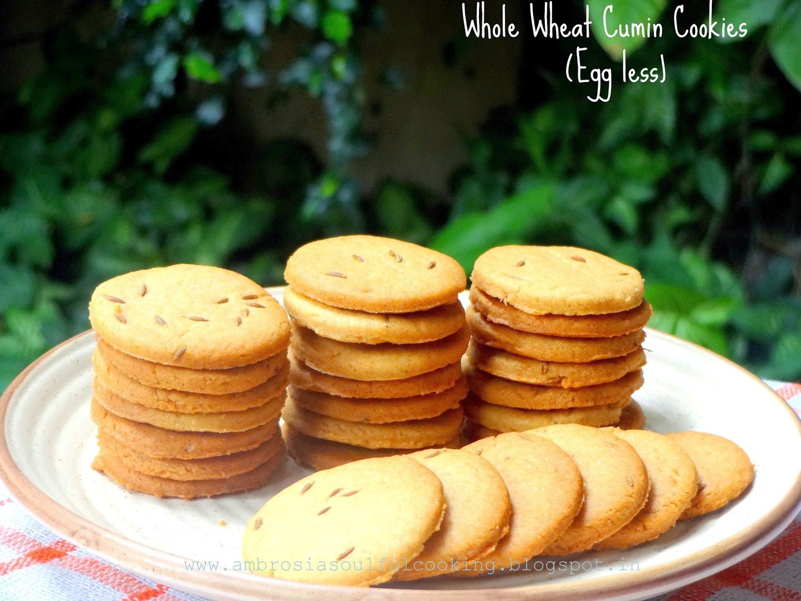 Whole Wheat Cumin Cookies Jeera Biscuits Egg less baking Ambrosia