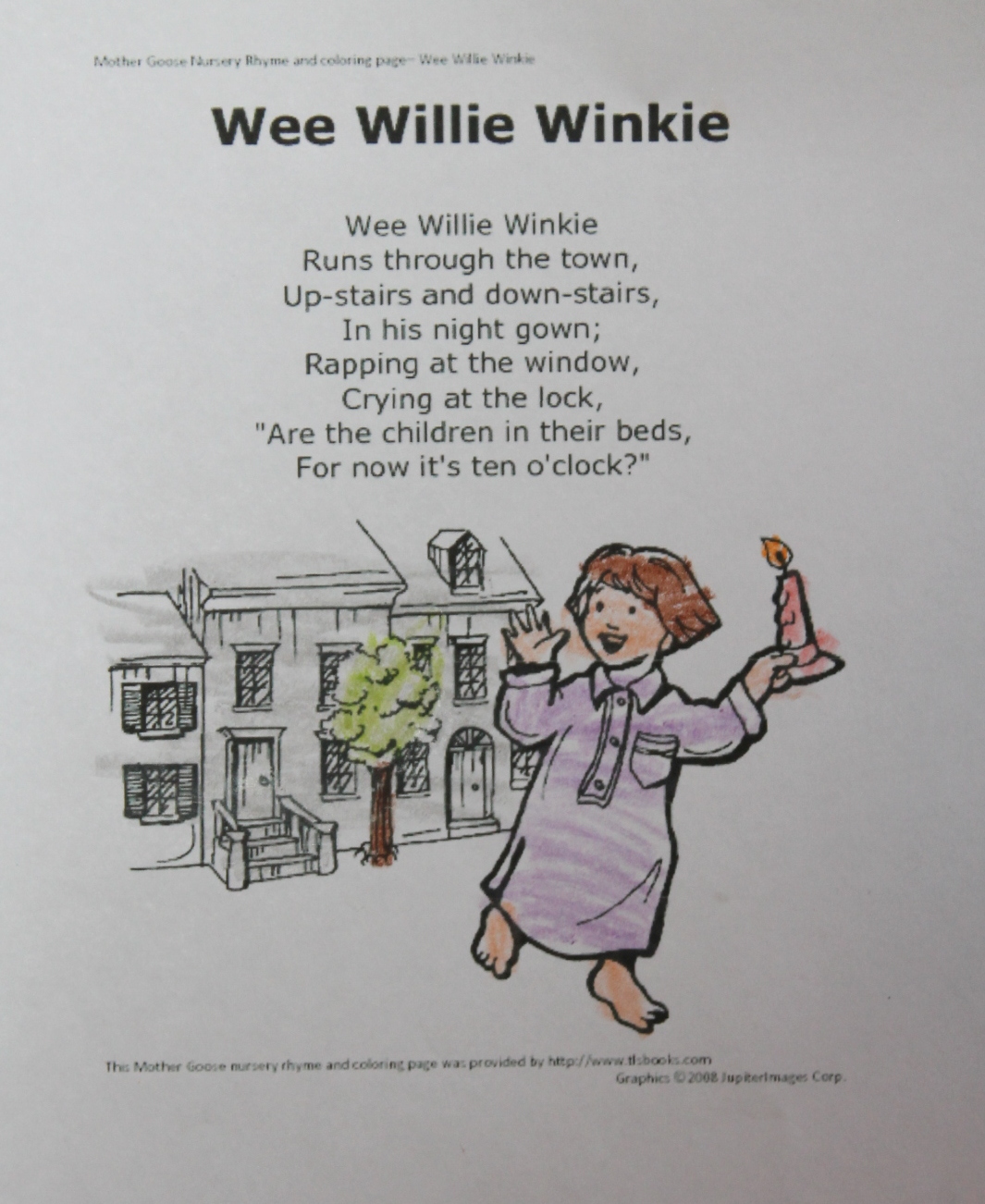 Wee Willy Winky Coloring Pages