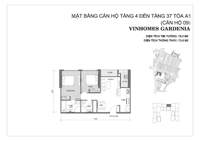 Phân phối giá gốc căn 2 ngủ số 09 chung cư Vinhomes Mỹ Đình.