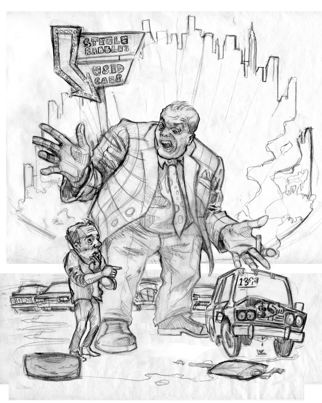 Thomas Kirkeberg Illustration Steele Rabble's Used Cars