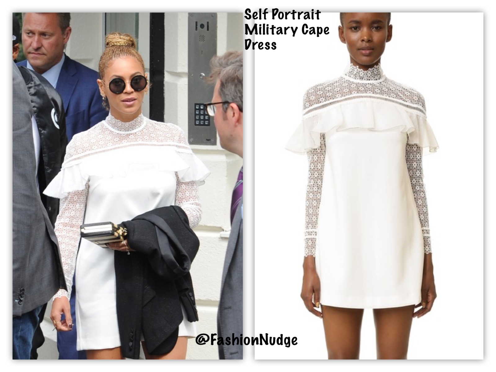 Style Lust - Beyonce in Self Portrait Ruffled Lace Dress - Wimbledon 2016