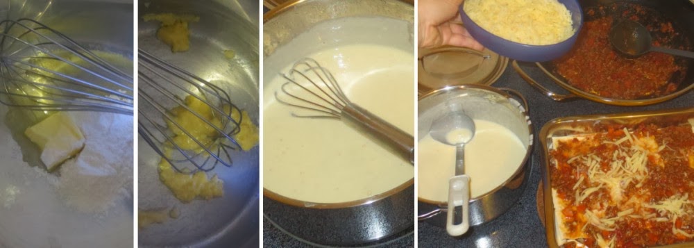 Zubereitung Béchamel und Schichten der Lasagne