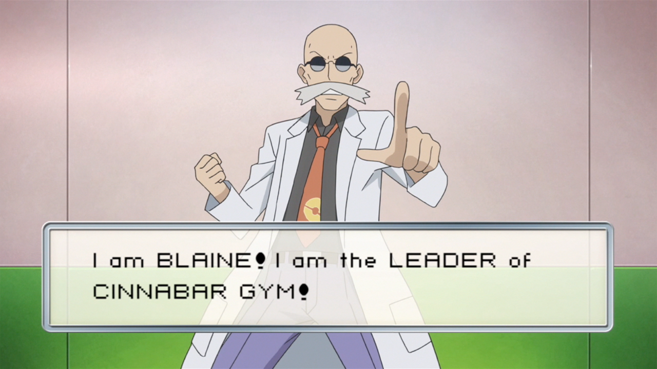 Blaine, o mestre das charadas e dos Pokémon tipo fogo