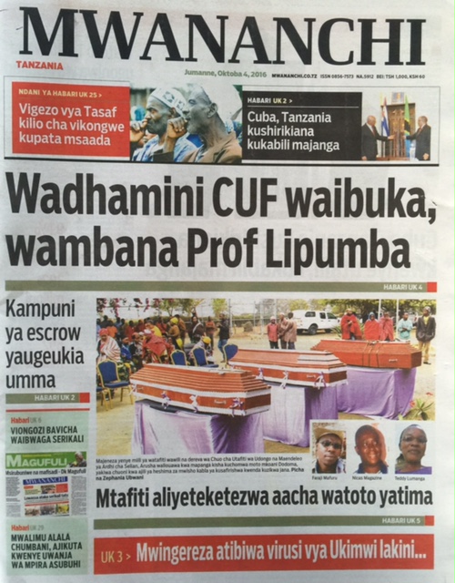 Walioua Watafiti Wakimbia Kijiji, Profesa Lipumba Apata Pigo...Magazeti ya leo