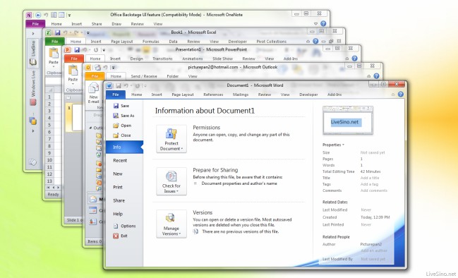 Giao diện bộ Microsoft Office 2010