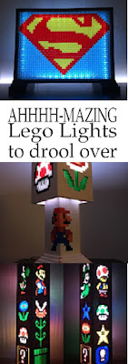 Drool over these fun Lego Lights from Pugs and Lego on Etsy.  These amazing lights will thrill any Lego lover as a fun addition to their home, bedroom, or office.