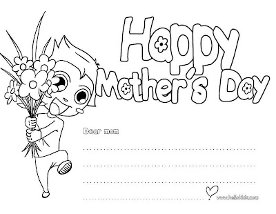 Mother day coloring pages greeting card