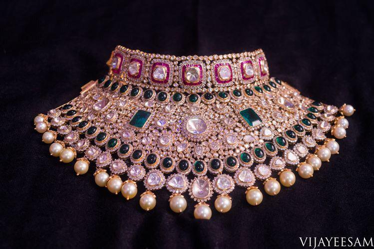 Flat Diamond Rich Bridal Chokers - Jewellery Designs