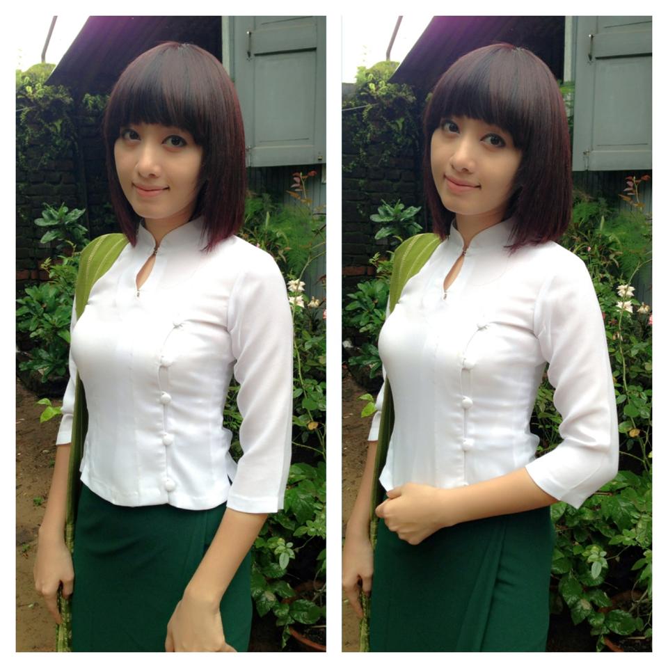 Yu Thandar Tin Green and White School Uniform Fashion