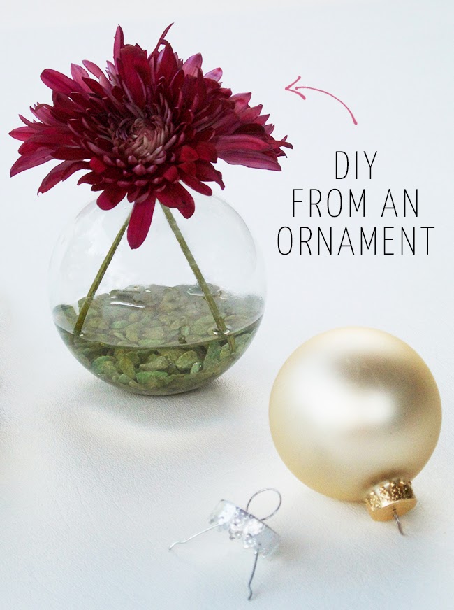  5  Minute  DIY  Hanging Vases from Ornaments
