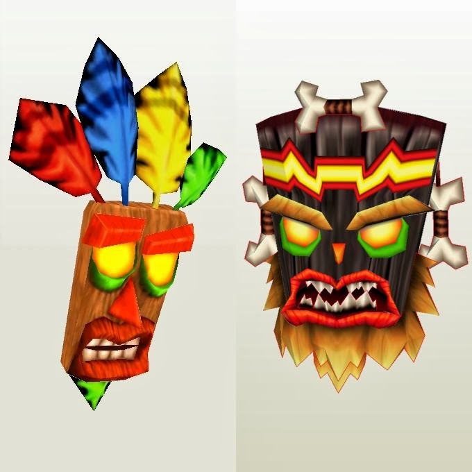 crash bandicoot papercraft aku aku and uka uka tektonten papercraft