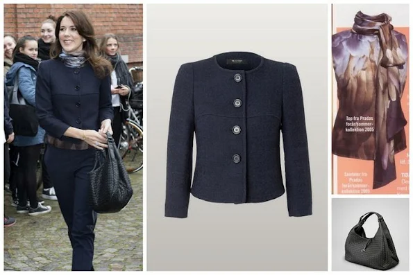 Crown Princess Mary wore Prada blouse, Sand jacket and she carries Bottega Veneta bag