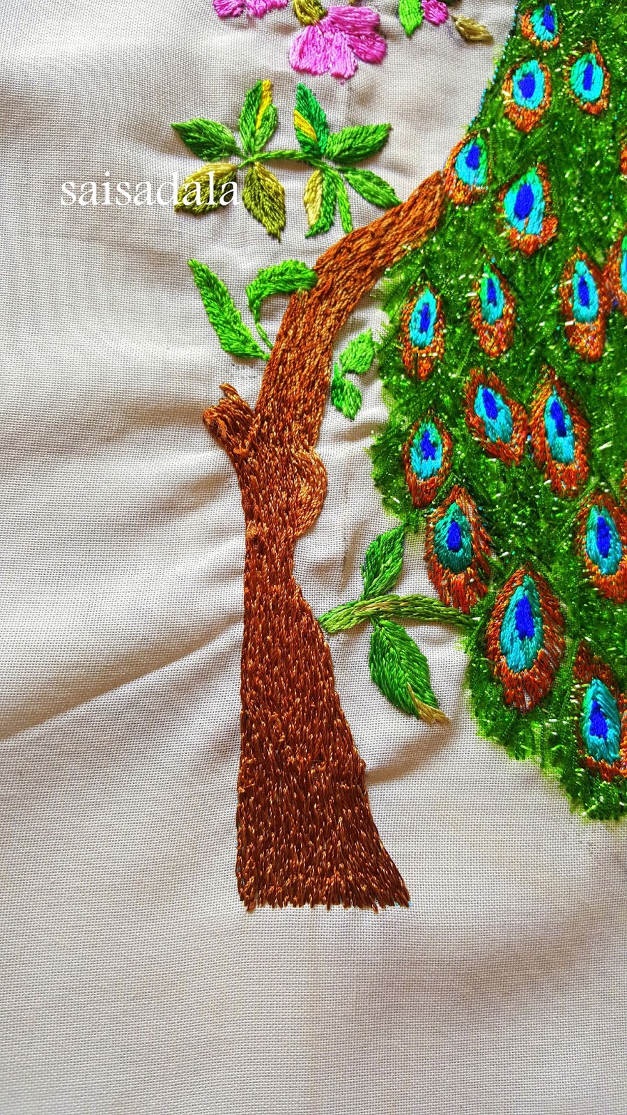 Sadala's Embroidery PeacockWall Hanging