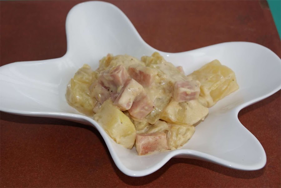 patatas con jamón a la crema de soja